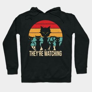 Funny Cats Watching vintage retro Cat Hoodie